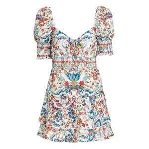 Alice + Olivia Crawford Puff-Sleeve Cotton Dress